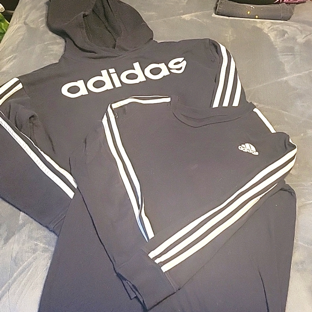 Adidas Hoodie size 14 and long sleeve Tee Boys  size 12 bundle